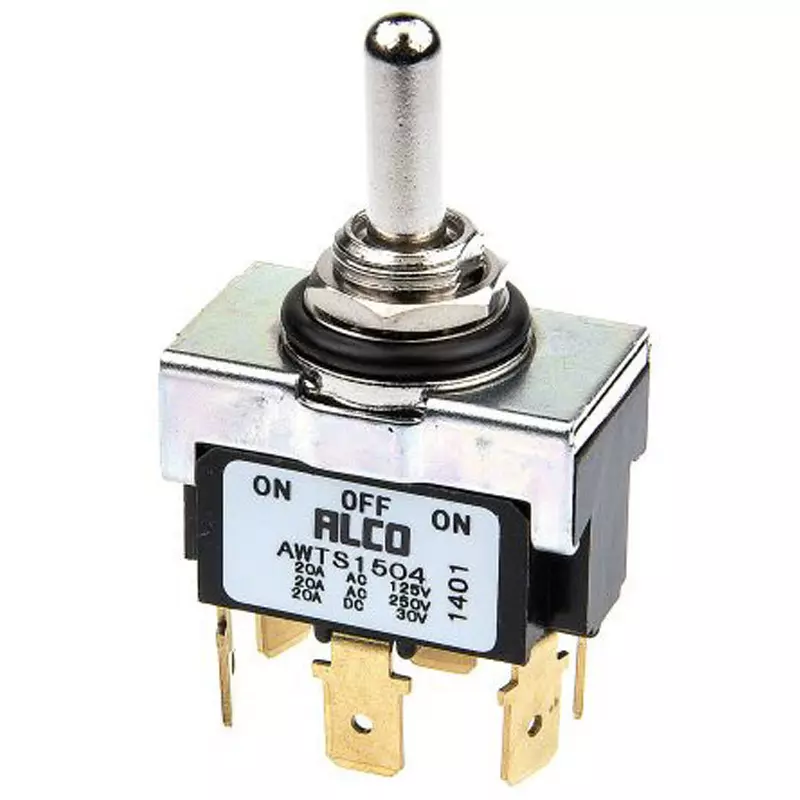 TE CONNECTIVITY Toggle Switch Silver Plating Mω Material Panel Mount Mounting DPDT Contact Configuration, AWTS1504