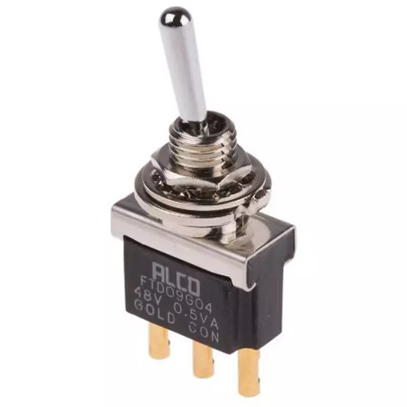 TE CONNECTIVITY Toggle Switch Gold-Plated Ω Material Panel Mount Mounting 125 V AC, 250 V AC Rated Voltage, FTD09G04