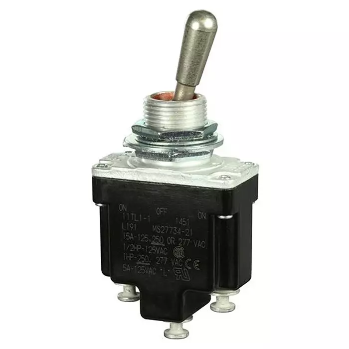 Honeywell Toggle Switch Non-Illuminated Solder Pin Termination 15 Amp Paddle Actuator, 11TL1-1
