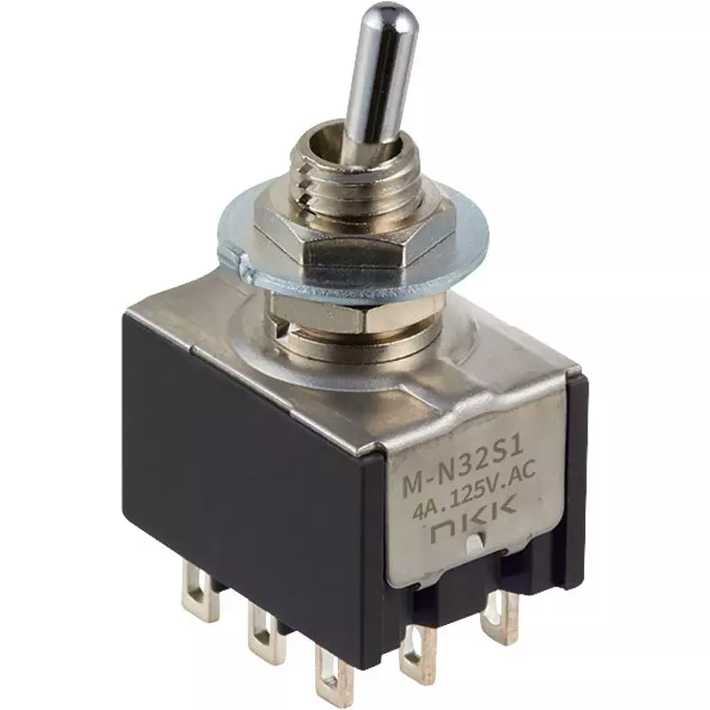 NKK SWITCHES Toggle Switch 2 Pole Short Lever Mechanism, M-N44G4LS