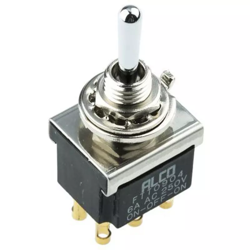 TE CONNECTIVITY Toggle Switch Pure Silver Ω Material Panel Mount Mounting 125 V AC, 250 V AC Rated Voltage, FTT0904