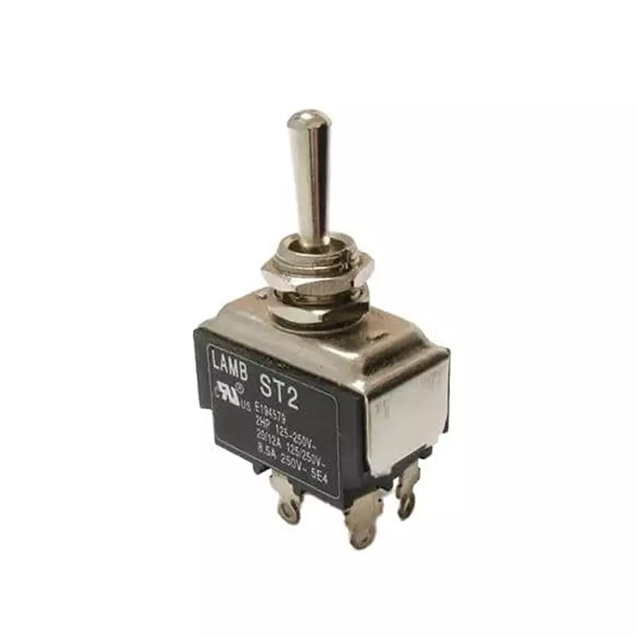 E-SWITCH Toggle Switch Non-Illuminated Solder Lug Termination 20 Amp Standard Actuator, ST226D00