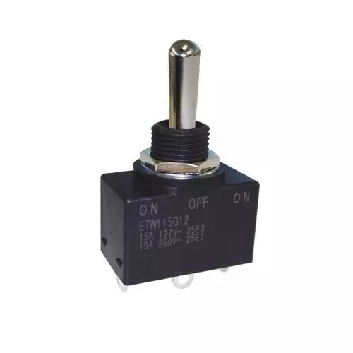 NIDEC COMPONENTS Toggle Switch Non-Illuminated Solder Lug Termination 15 Amp Toggle Actuator, ETW115G12