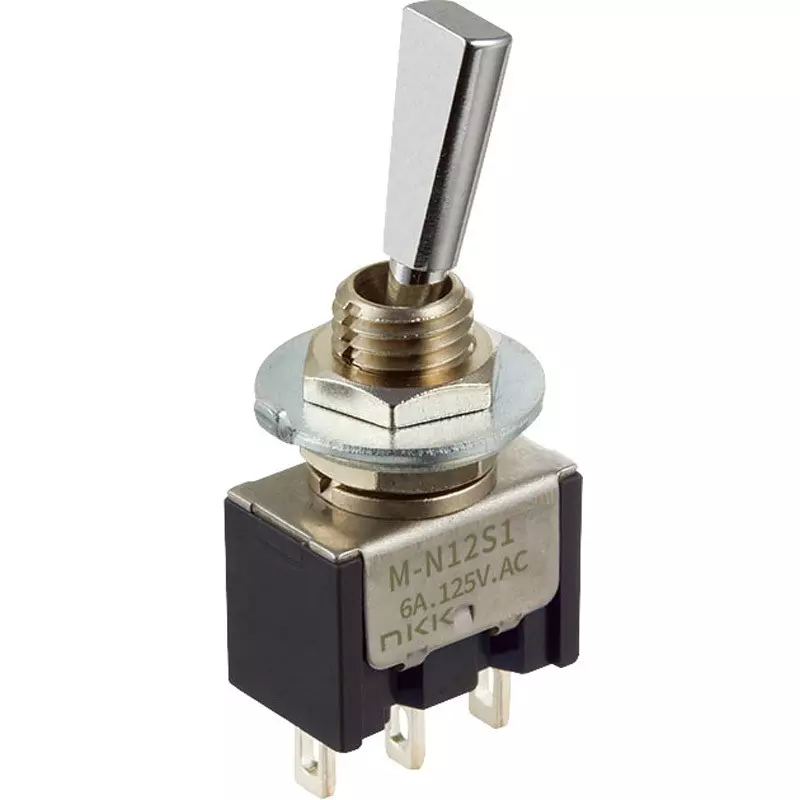 NKK SWITCHES Toggle Switch 1 Pole Flat Lever Mechanism, M-N13G4E