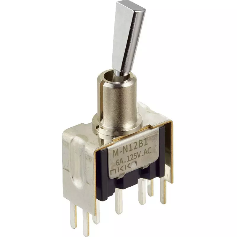 NKK SWITCHES Toggle Switch 2 Pole Flat Lever Mechanism, M-N29B4E