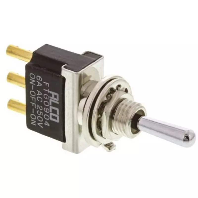 TE CONNECTIVITY Toggle Switch Gold-Plated Ω Material Panel Mount Mounting 125 V AC, 250 V AC Rated Voltage, FTG0904