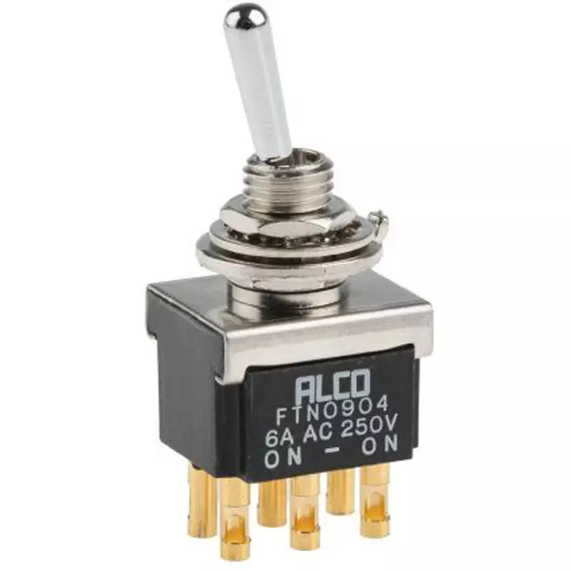 TE CONNECTIVITY Toggle Switch Pure Silver Ω Material Panel Mount Mounting 250 V Rated Voltage, FTN0904