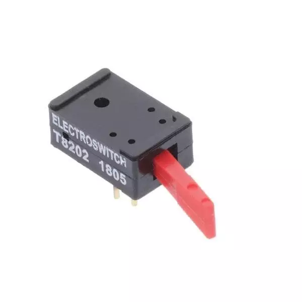 ELECTROSWITCH Toggle Switch Non-Illuminated Solder Pin Termination 500 mA, 1 A Flatted Actuator 6 V DC, 12 V DC, 28 V DC, T8202