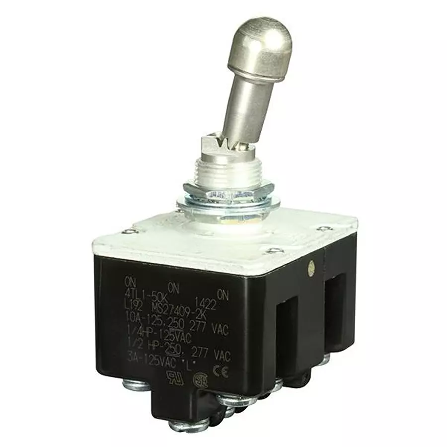 Honeywell Toggle Switch Non-Illuminated Screw Termination 10 Amp Paddle Actuator, 4TL1-50K