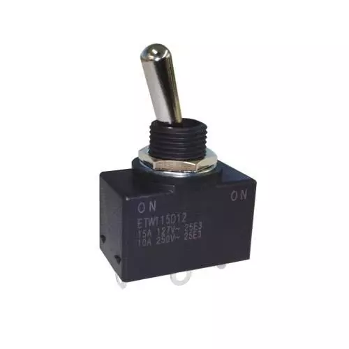 NIDEC COMPONENTS Toggle Switch Non-Illuminated Solder Lug Termination 15 Amp Toggle Actuator, ETW115D12
