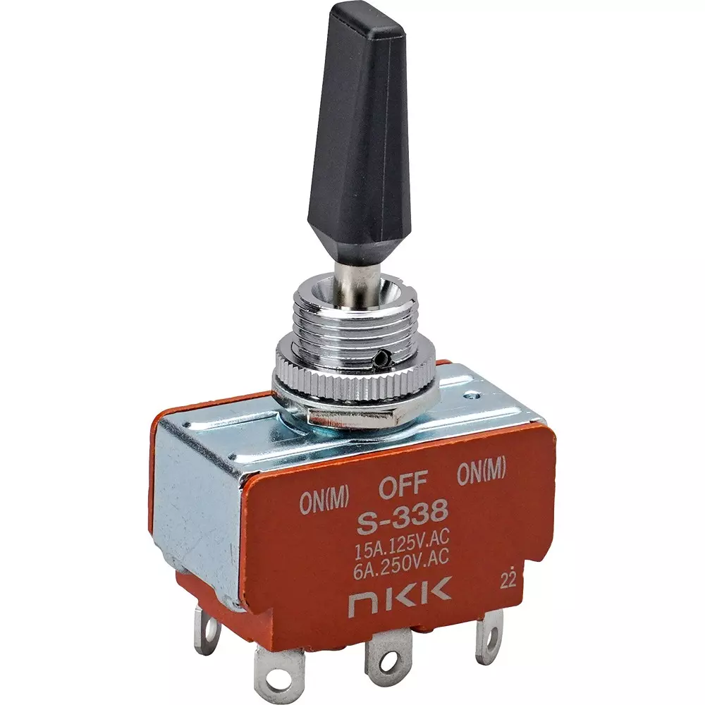 NKK SWITCHES Plastic Lever Type Small Toggle Switch 2 Pole, S-338R