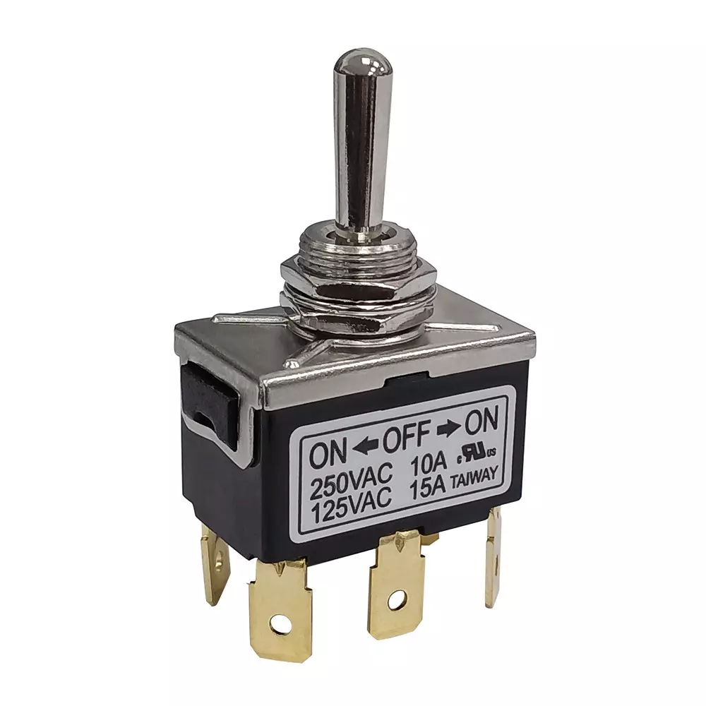 RS PRO Toggle Switch On-Off-On DPDT Panel Mount Solder Lug Terminal 125, 250 V AC, 186272