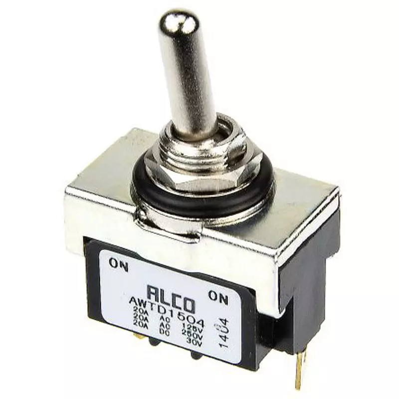 TE CONNECTIVITY Toggle Switch Silver Plating Mω Material Panel Mount Mounting SPDT Contact Configuration, AWTD1504