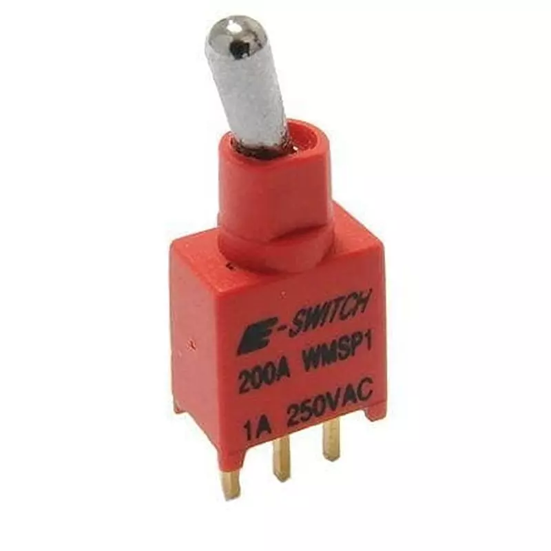 E-SWITCH Toggle Switch Non-Illuminated PC Pin Termination 3 Amp Standard Actuator 20 V DC, 200AWMDP1T1A1M2RE