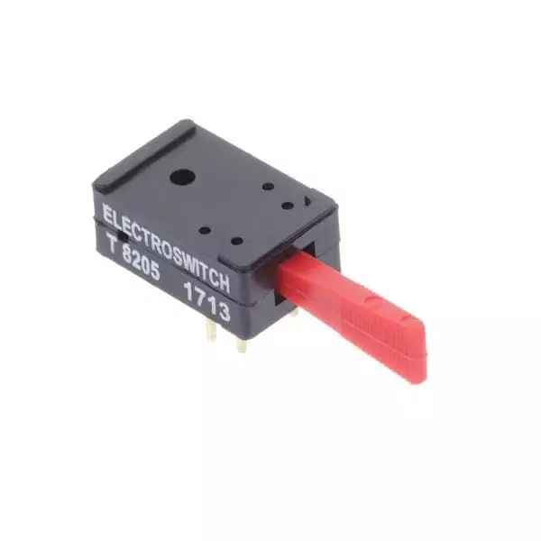ELECTROSWITCH Toggle Switch Non-Illuminated Solder Pin Termination 500 mA Flatted Actuator 6 V DC, 12 V DC, T8205
