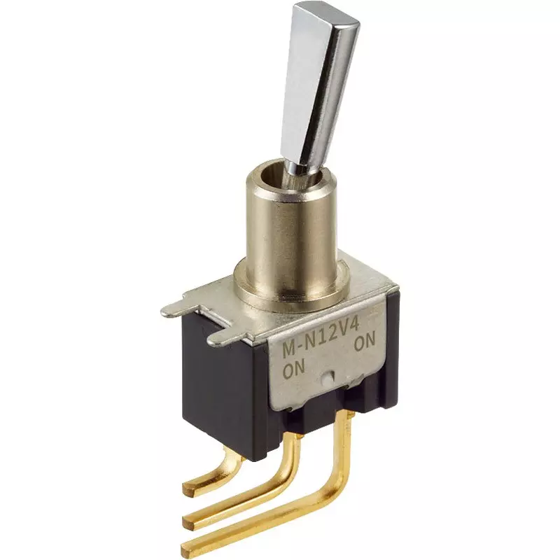 NKK SWITCHES Toggle Switch 1 Pole Flat Lever Mechanism, M-N12V4E