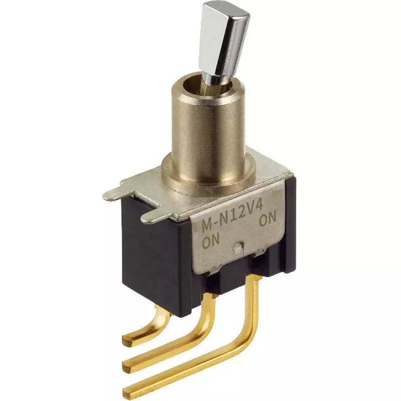 NKK SWITCHES Toggle Switch 1 Pole Short Flat Lever Mechanism, M-N12V4ES