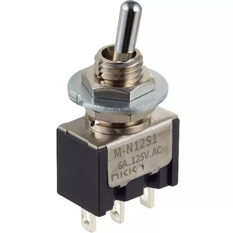 NKK SWITCHES Toggle Switch 1 Pole Short Lever Mechanism, M-N24G4LS