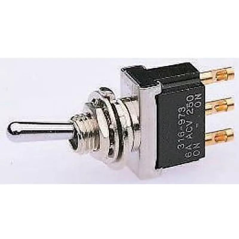 TE CONNECTIVITY Toggle Switch Copper Alloy, Silver Plated Mω Material Panel Mount Mounting, 4-6437630-1 (Pack of 100)