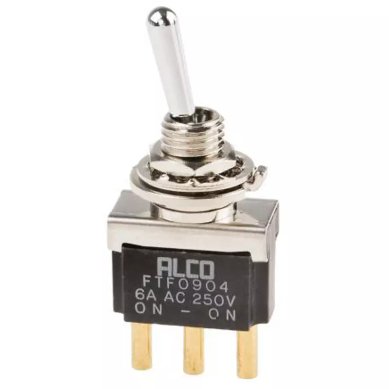 TE CONNECTIVITY Toggle Switch Pure Silver Ω Material Panel Mount Mounting 125 V AC, 250 V AC Rated Voltage, FTF0904