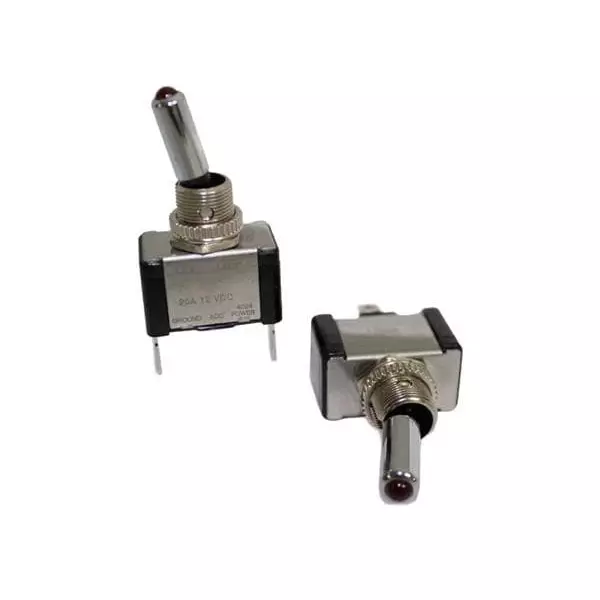 VCC Toggle Switch Illuminated Quick Connect Termination, VTS-1-2Q3PPM-12SRIR-0