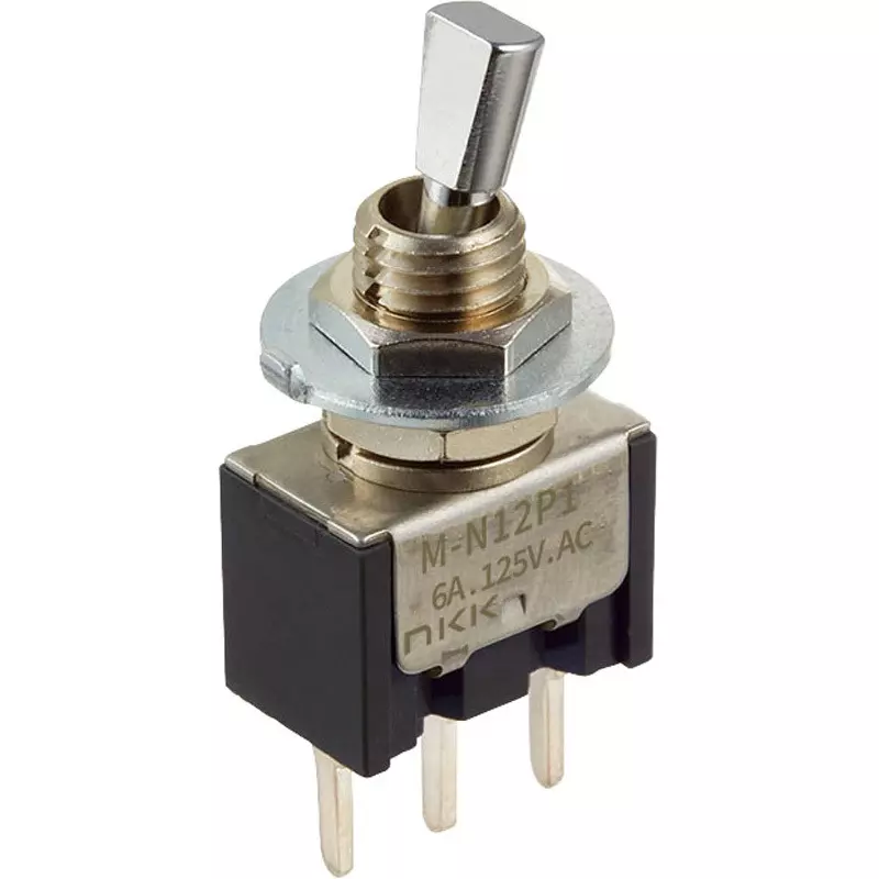 NKK SWITCHES Toggle Switch 2 Pole Short Flat Lever Mechanism, M-N25P1ES