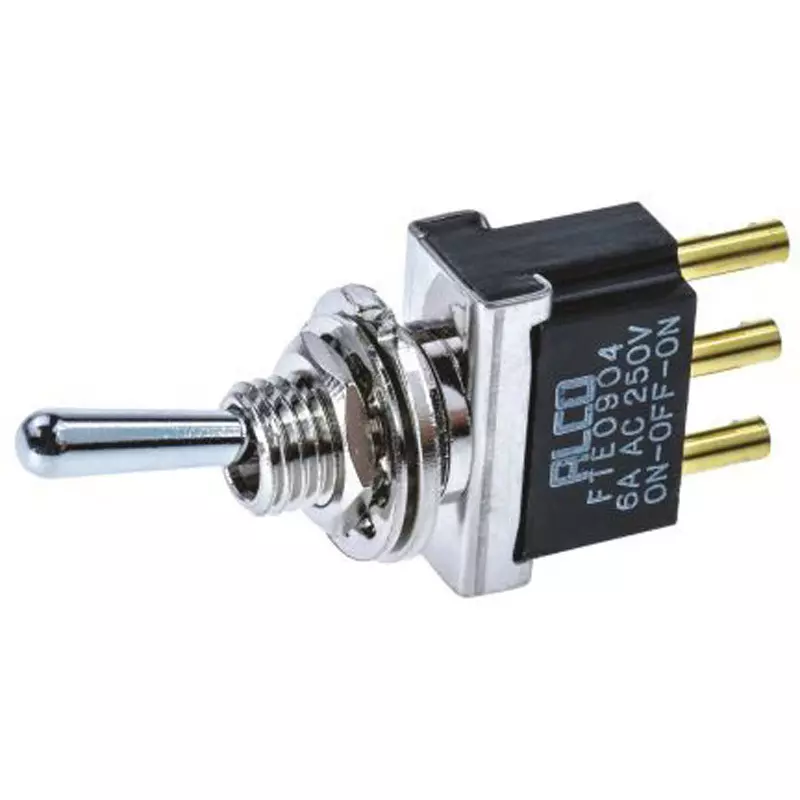 TE CONNECTIVITY Toggle Switch Pure Silver Ω Material Panel Mount Mounting 250 V Rated Voltage, FTE0904