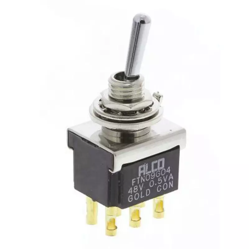TE CONNECTIVITY Toggle Switch Gold-Plated Ω Material Panel Mount Mounting 250 V Rated Voltage, FTN09G04