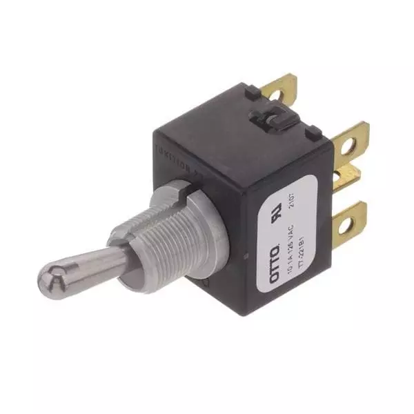 Otto Toggle Switch Non-Illuminated Screw Termination 7 & 10 & 16 Amp Bat Actuator 28 V DC, T7-221B1