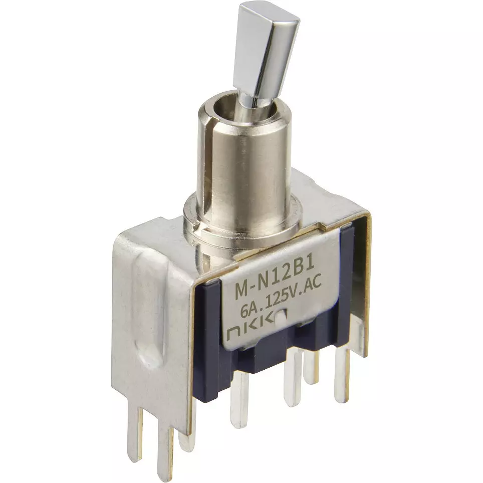 NKK SWITCHES Toggle Switch 2 Pole Short Flat Lever Mechanism, M-N29B4ES