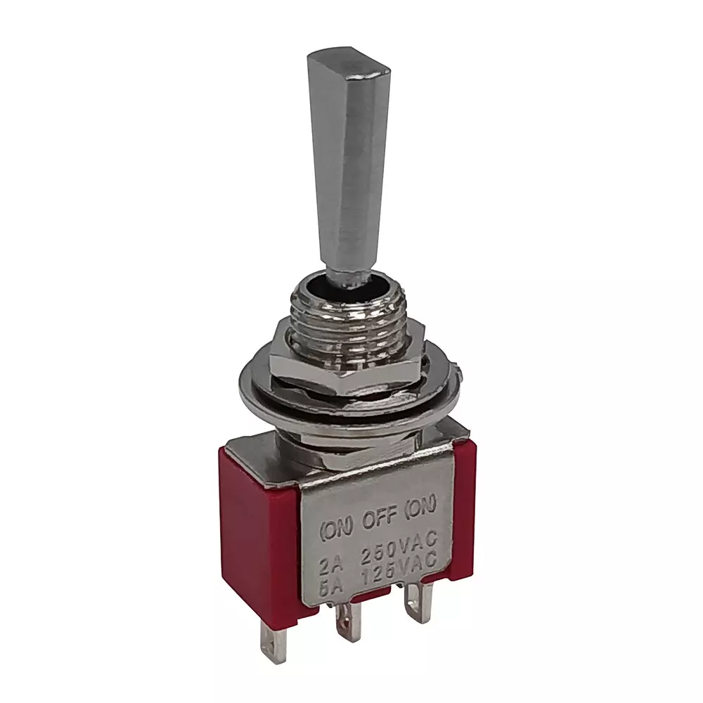 RS PRO Toggle Switch (On)-Off-(On) SPDT Non-waterproof Panel Mount Solder Lug Terminal 125, 250 V AC, 186256