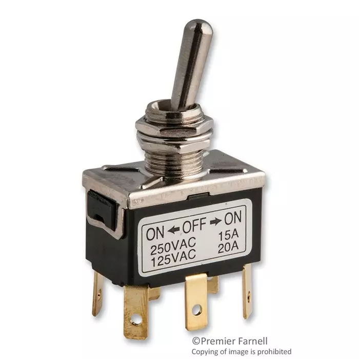 MULTICOMP PRO Toggle Switches SWITCH, TOGGLE, DPDT, 20A, 125V, SPC21167