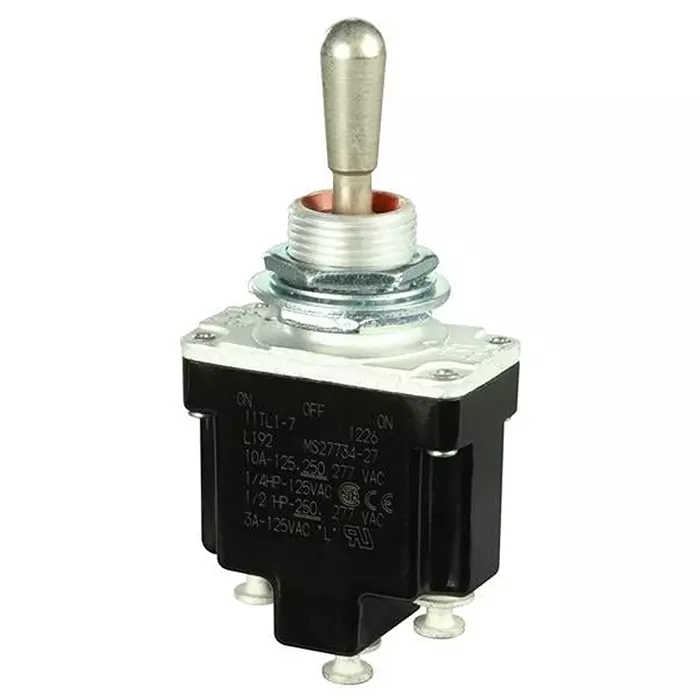 Honeywell Toggle Switch Non-Illuminated Solder Pin Termination 10 Amp Paddle Actuator, 11TL1-7