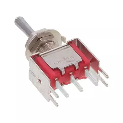 E-SWITCH Toggle Switch Non-Illuminated PC Pin Termination 5 Amp Standard Actuator 28 V DC, 100SP1T1B1VS2QEH