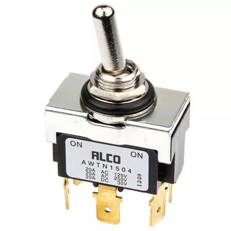 TE CONNECTIVITY Toggle Switch Silver Plating Mω Material Panel Mount Mounting DPDT Contact Configuration, AWTN1504