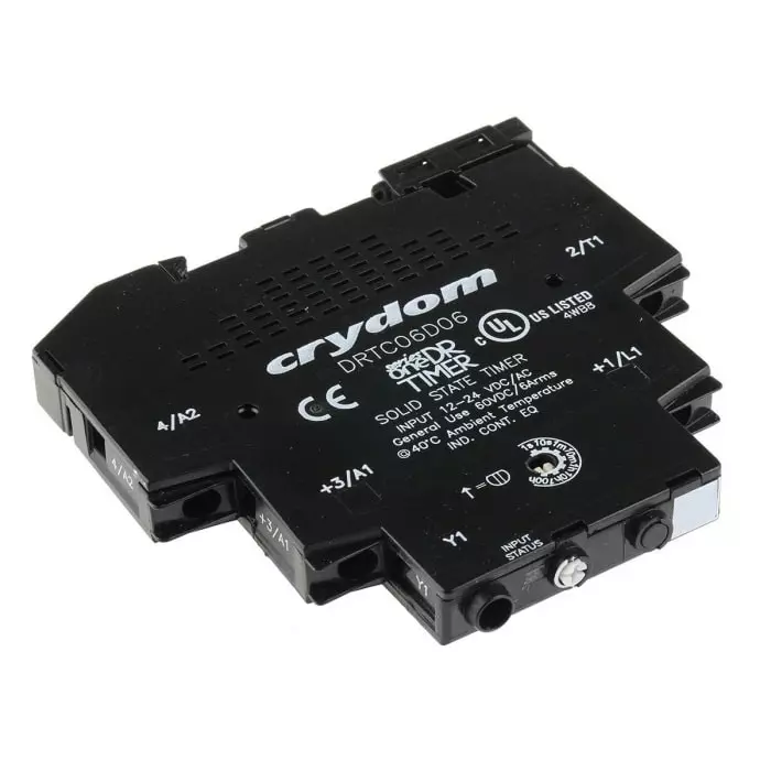 SENSATA/CRYDOM Timer Relay SeriesOneDR Series DIN Rail Mount 12-24V AC/DC 2-Contact 0.1 s-100h, DRTC06D06