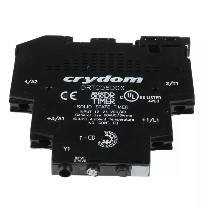 SENSATA/CRYDOM Timer Relay SeriesOneDR Series DIN Rail Mount 12-24V AC/DC 2-Contact 0.1 s-100h, DRTC06D06