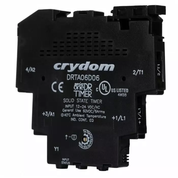SENSATA/CRYDOM Timer Relay SeriesOne DR Series DIN Rail Mount 12-24V AC/DC 2-Contact 0.1 s-100h, DRTA06D06