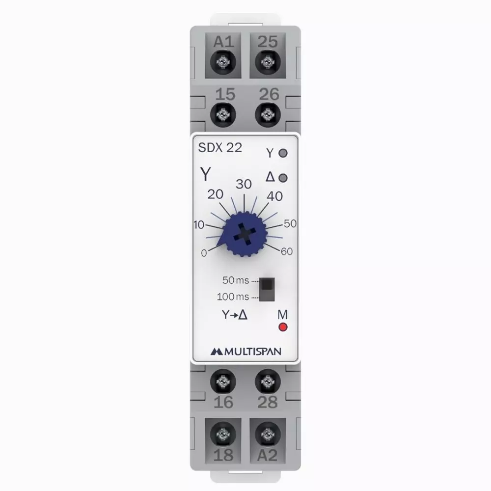 MULTISPAN Star Delta Timer 2-Relay Output 230 V AC ±20% & 415 V AC ±20% Power Supply, SDX-22