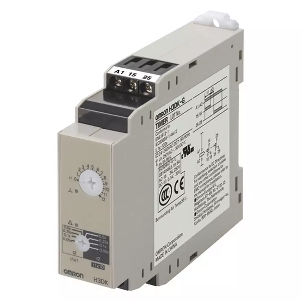 Omron Timer DIN-Rail Mounting 22.5 mm Star-Delta Delay 1-120s DPDT 5 A 24-240 VAC/DC, H3DK6007G