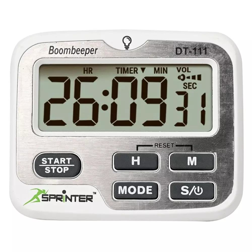 SPRINTER Boombeeper Digital Timer with Extra Loud Sound, Led Light and 4 Level Settings With 2 AAA Battery White, DT-111