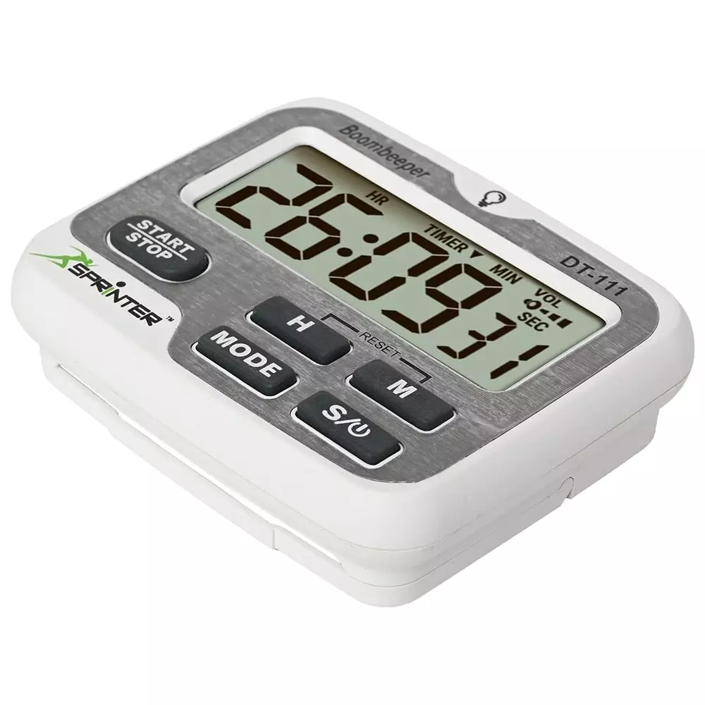 SPRINTER Boombeeper Digital Timer with Extra Loud Sound, Led Light and 4 Level Settings With 2 AAA Battery White, DT-111