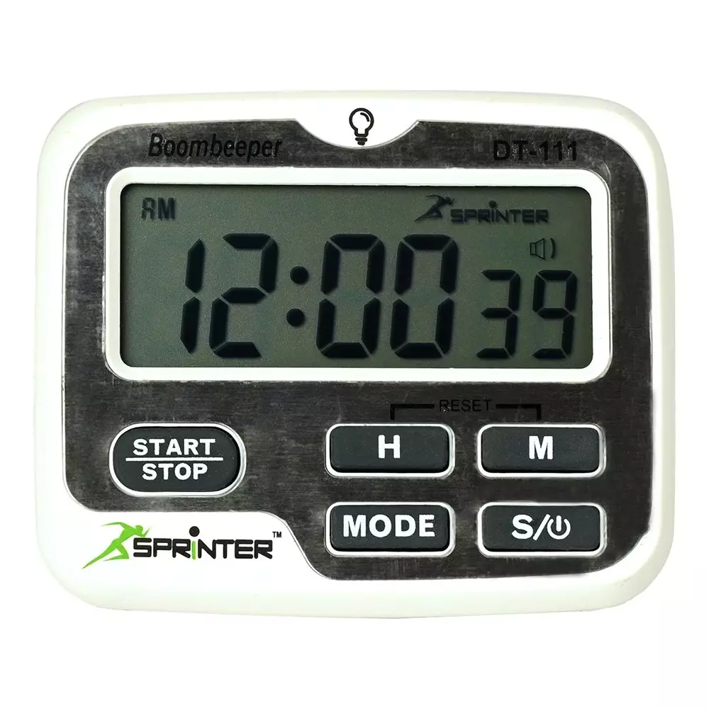 SPRINTER Boombeeper Digital Timer with Extra Loud Sound, Led Light and 4 Level Settings With 2 AAA Battery White, DT-111