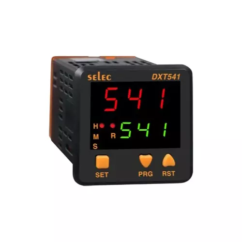 SELEC Economical Digital Timer with 3 Digit Dual Display, 2 C/O SPDT Relay Output, 48 x 48 mm Size and 90 to 270 V AC/DC, DXT541