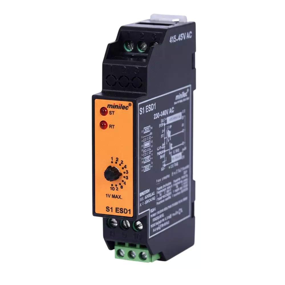 Minilec Star Delta Timer 35 mm (1.37 inch) Rail Mounting 1 NO-Star relay 1 NO-Delta relay 120 g, S1 ESD1