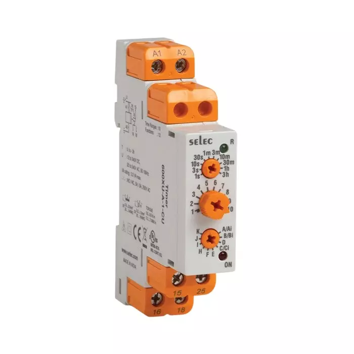 SELEC Multi Function Timer 1 C/O Contact Configuration and 0.1 sec to 300 hr Measuring Range, 640XU