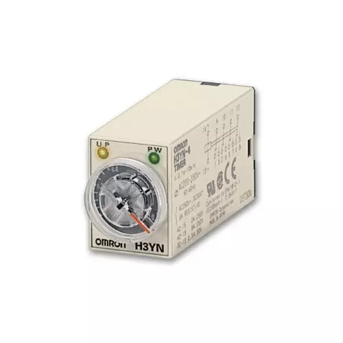 Omron Timer Plug-in 8-Pin Multifunction 0.1 s-10 m Short-Time Range Model DPDT 24 VDC Supply Voltage, H3YN8006H