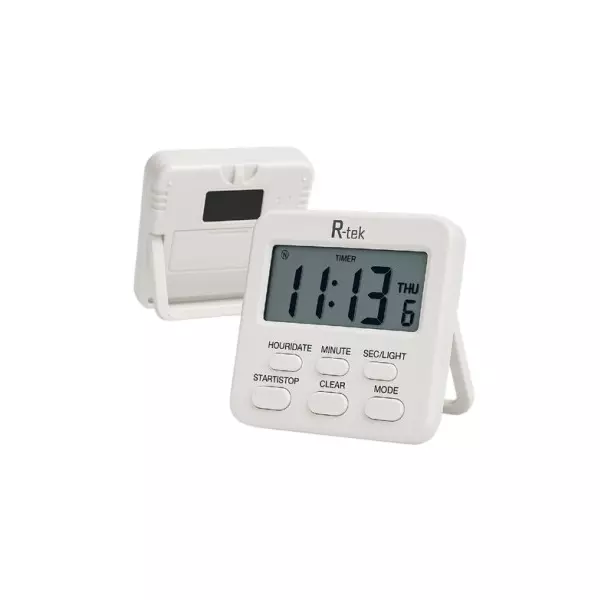 R-Tek Timer up to 23 Hour 59 minutes 59 sec Range Lightweight with Built-in Retractable Stand for Tabletop Use, RT-105