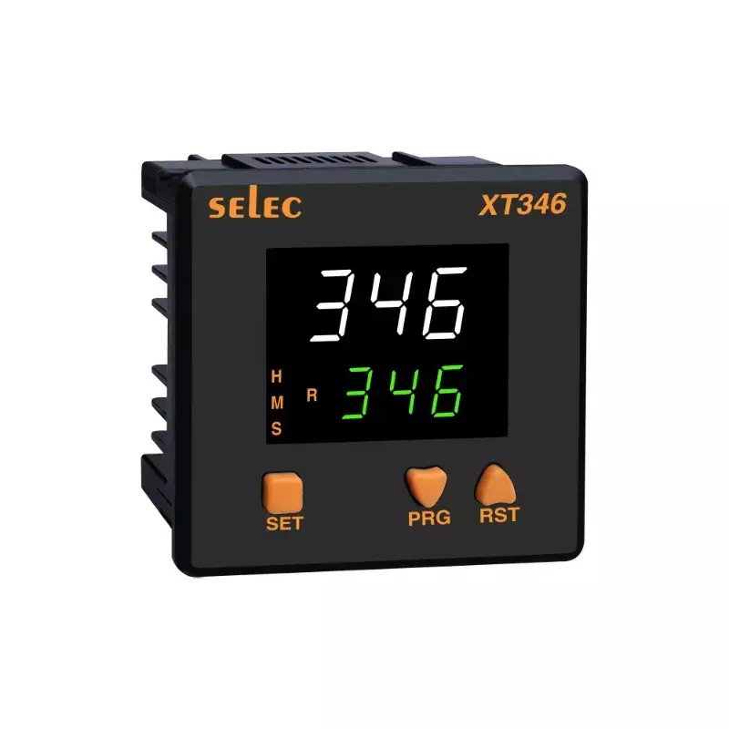 SELEC Multi Function Timer 3 Digit Dual LED Display (White + Green) 96 × 96 mm, XT346A