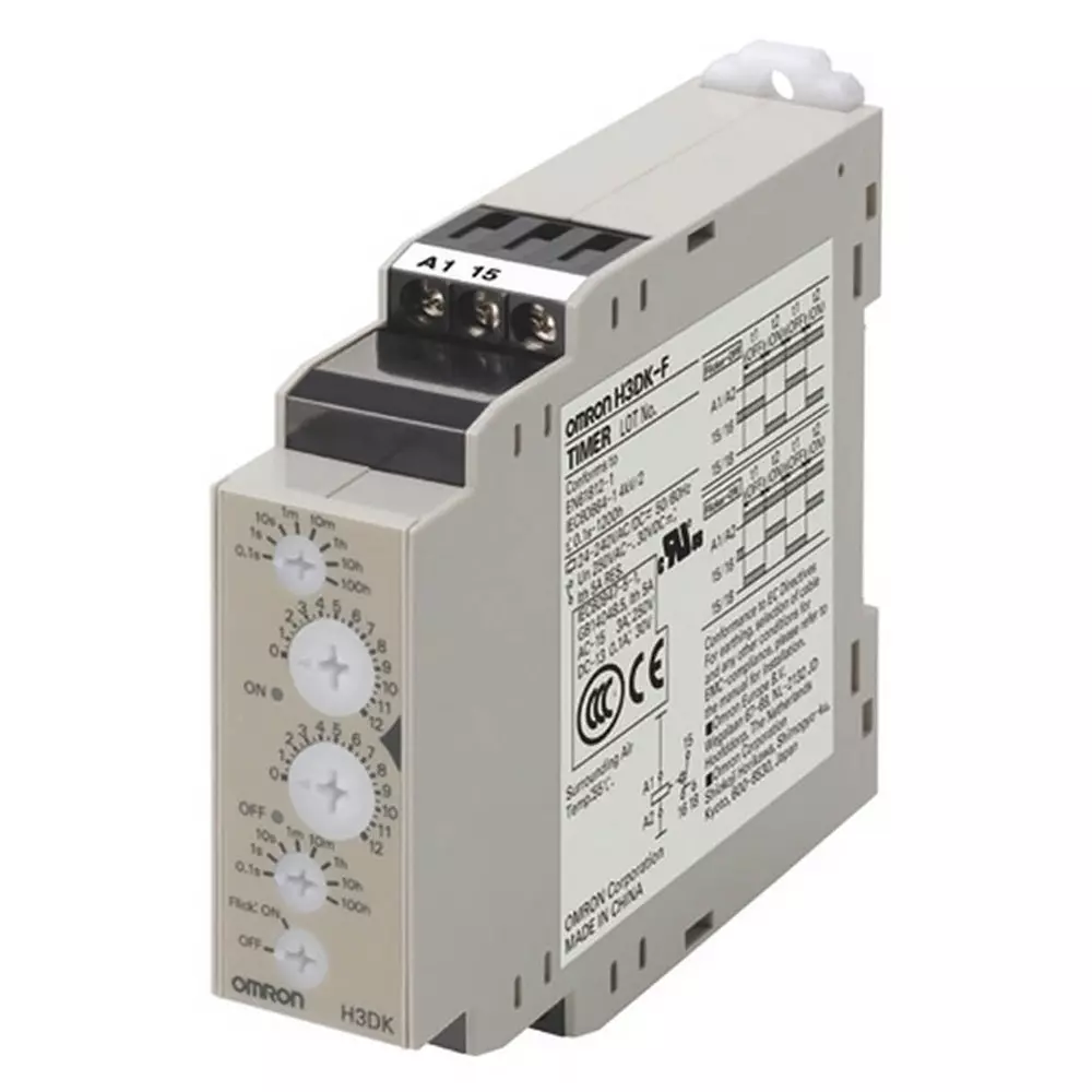 Omron Timer DIN-Rail Mounting 22.5 mm Twin On & Off-Delay 0.1s-12h SPDT 5 A 24-240 VAC/D, H3DK6006R